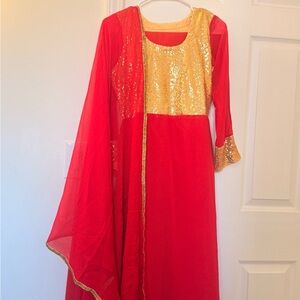 Elegant Red and Gold anarkali Dress for women